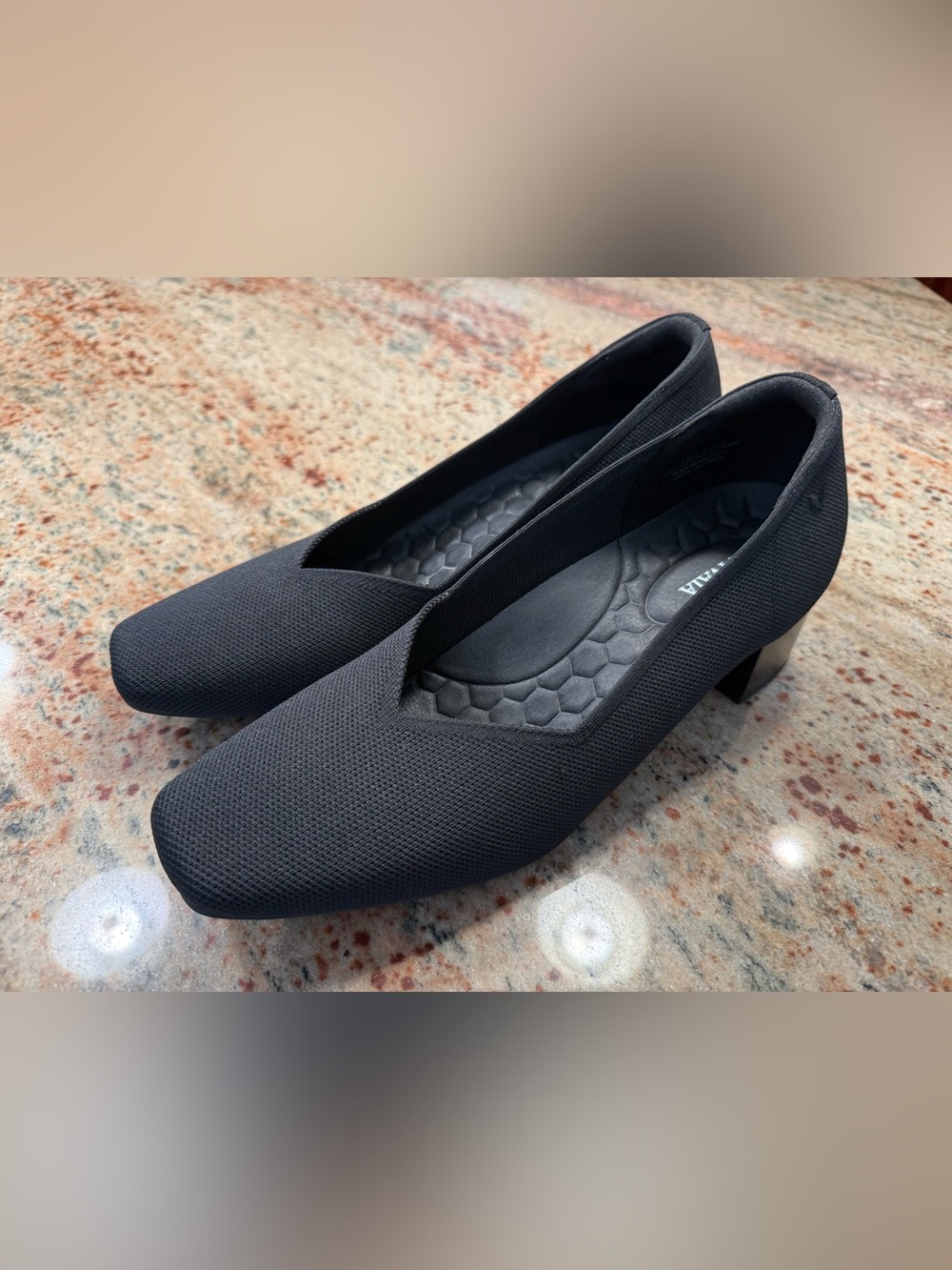 Vivaia Square Toe Chunky Heel Megan Women’s US 10.5 EU 41.5 Black Stress Free